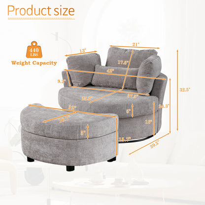 Muumblus Teddy Swivel Accent Barrel Chair, Modern Oversize Sherpa Comfy Round Reading Armchair for Living Room, Ivory
