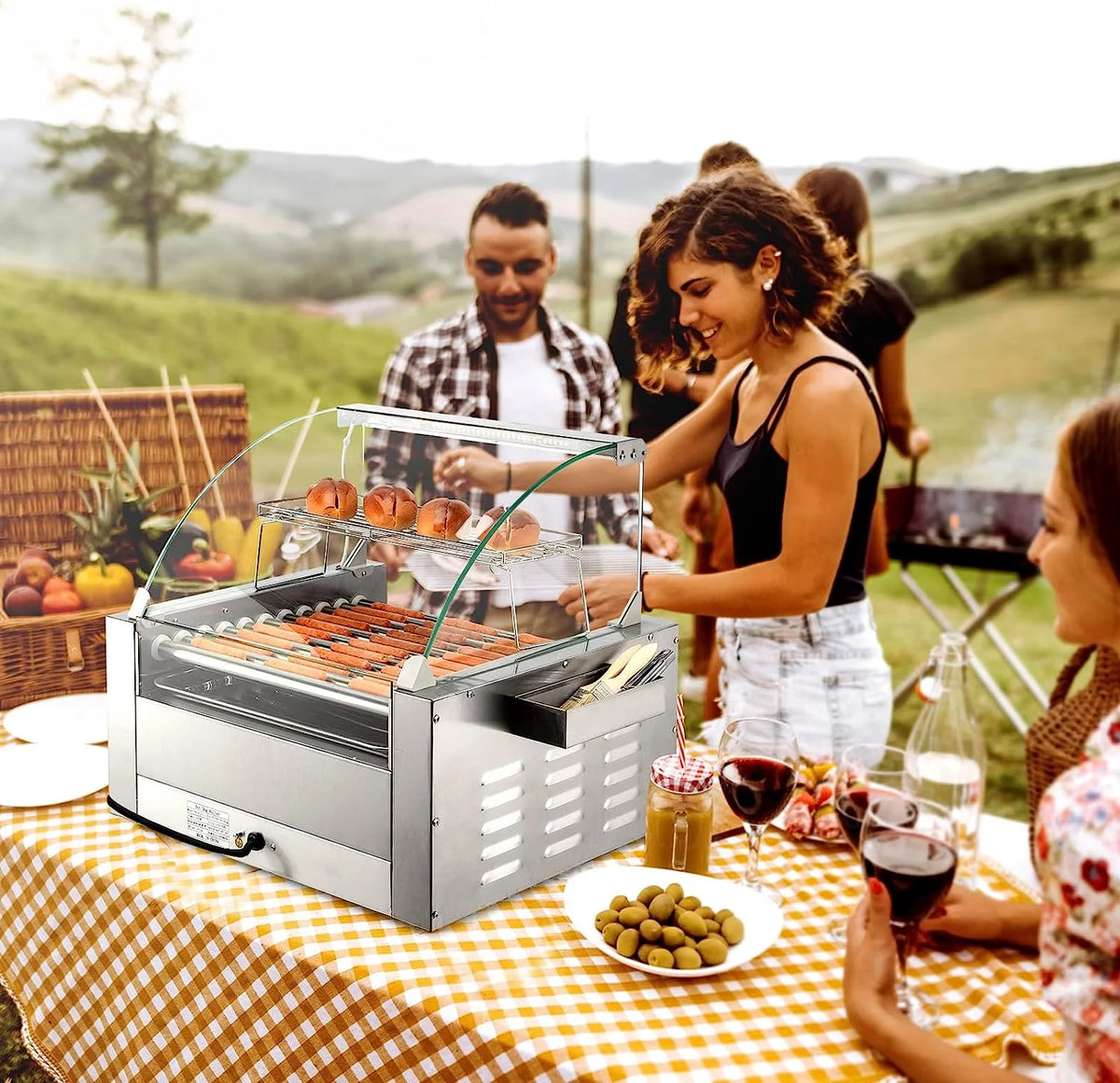 ROVSUN 1050 W 18 Hot Dog Capacity Commercial Hot Dog Roller Grill