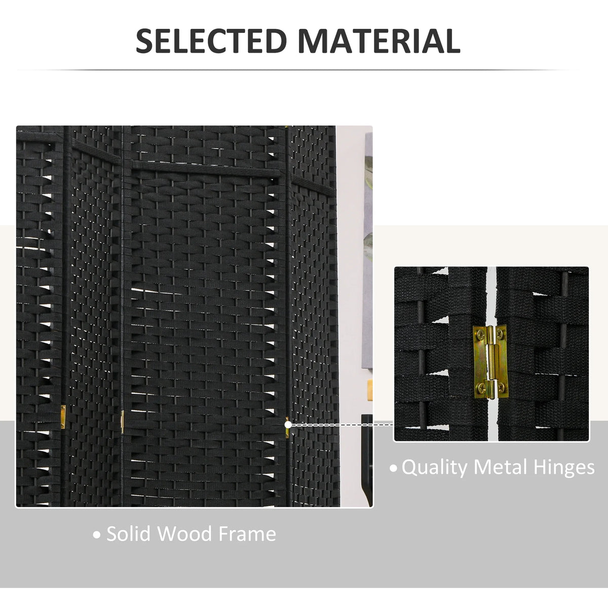 HOMCOM 4 Panel Room Divider Freestanding Folding Privacy Screen Nature Wood
