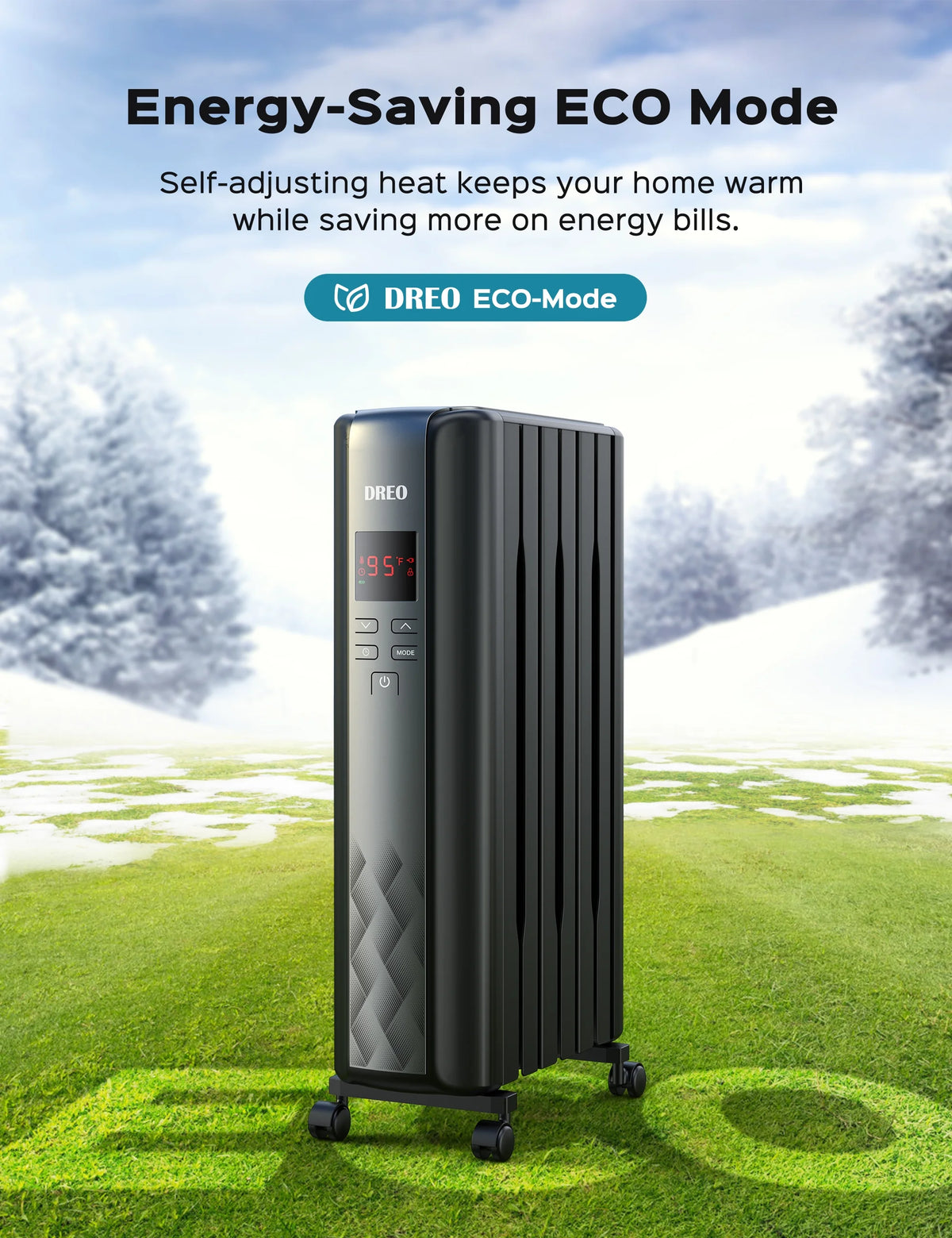 Dreo Oil Filled Radiator, Electric Radiant Heaters for indoor use Large Room with Remote Control, Child Lock, 4 Modes, Overheat & Tip-Over Protection, 24h Timer, Digital Thermostat, Quiet, 1500W