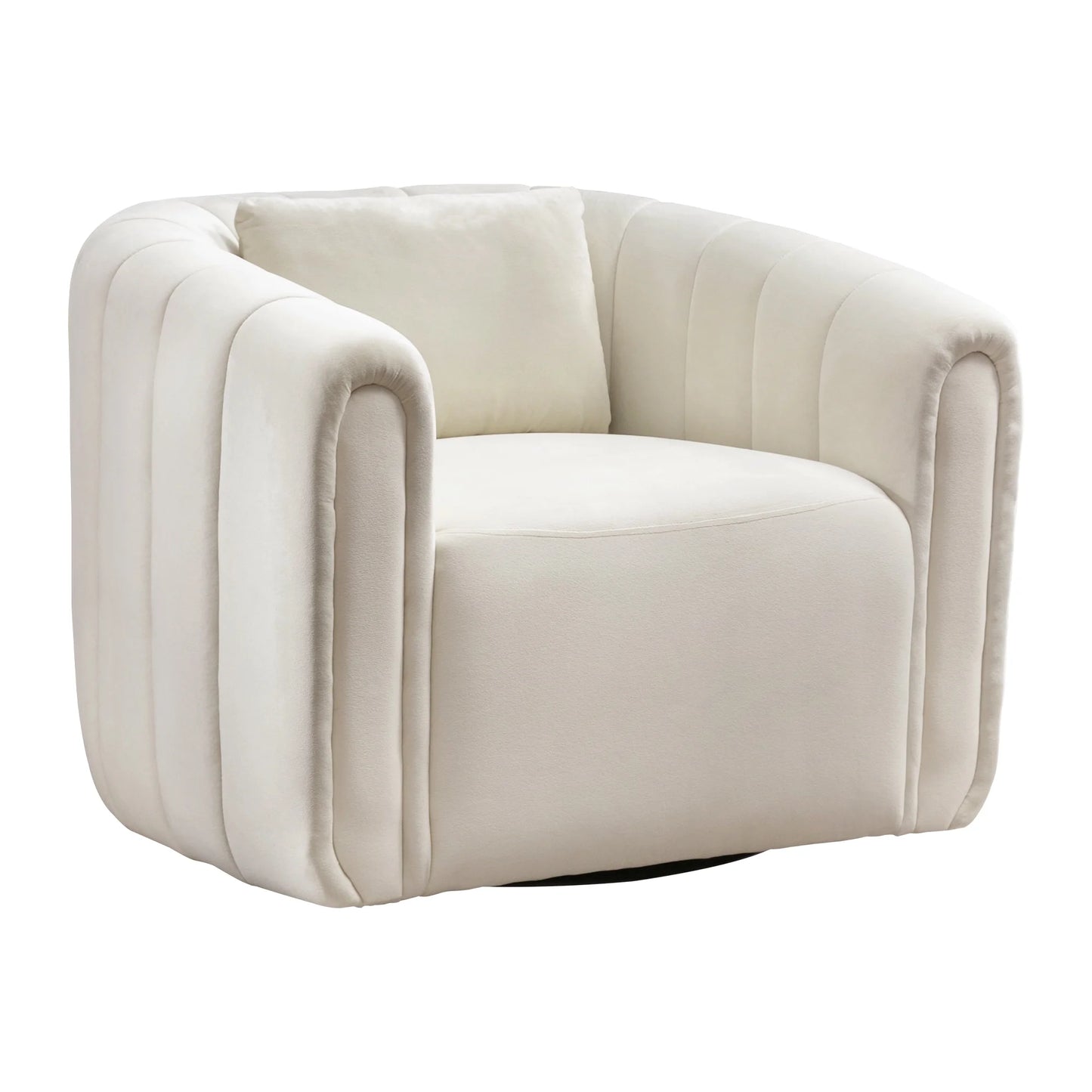 Bonzy Home Swivel Chair with Plump Pillow, Modern Velvet Accent Chair for Living Room Bedroom , Comfy Round Armchair, Orange