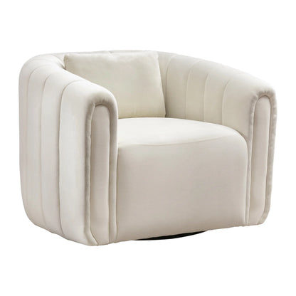 Bonzy Home Swivel Chair with Plump Pillow, Modern Velvet Accent Chair for Living Room Bedroom , Comfy Round Armchair, Orange