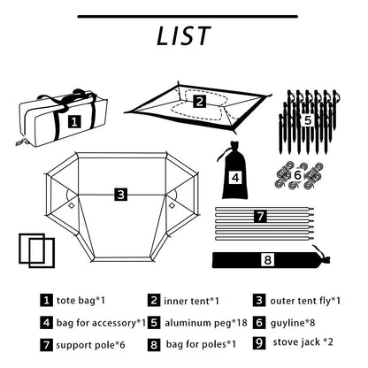 Top Lander 4 Person Tents for Camping Waterproof with Two Porch Hot Tent Bushcraft Shelter 4 Season Family Tent