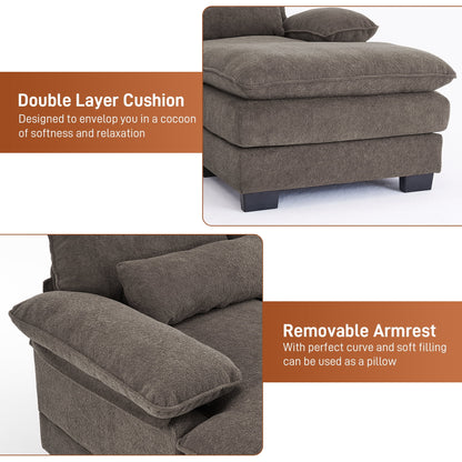 Rophefx 114.3" U Shaped Sectional Couches for Living Room,Cloud Couch,4 Seats Chenille Couch with Double Layer Cushion,Orange