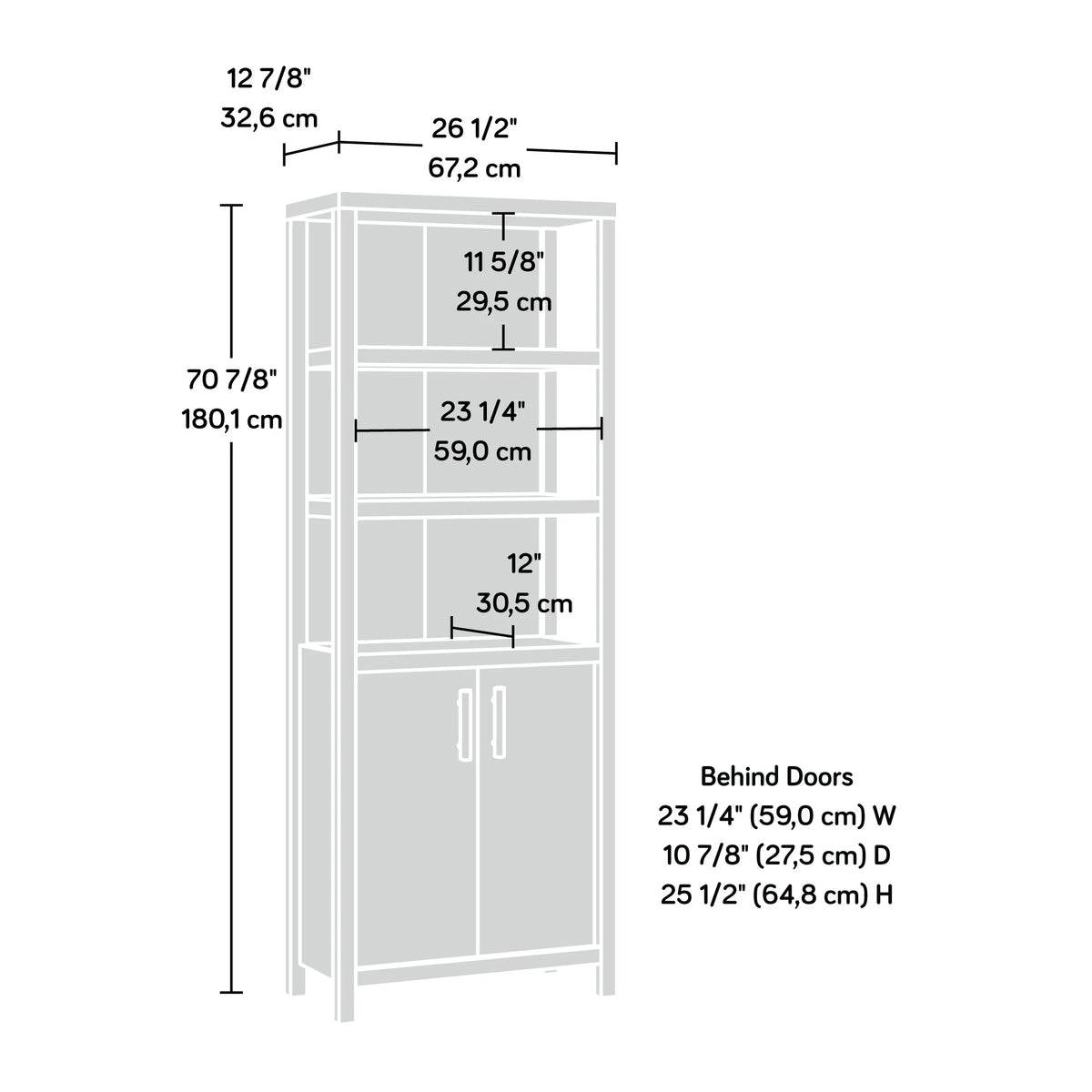 Sauder Two-Door Storage Cabinet, White Finish