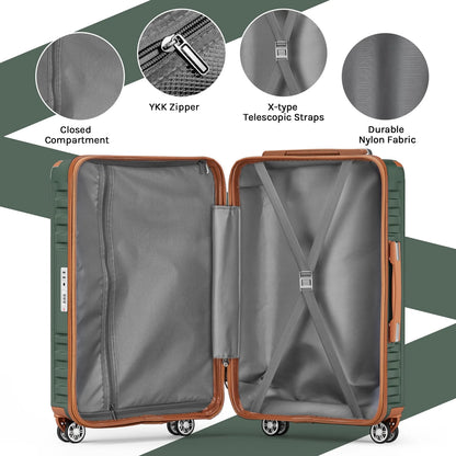 Melalenia - 7 Luggage Sets ABS Hardside Spinner Luggage -With Spinner Wheels and TSA Lock-White