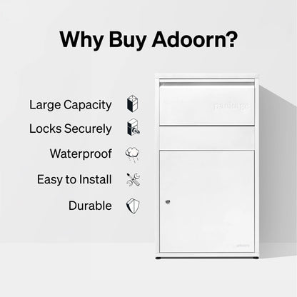 Adoorn Package Delivery Boxes for Outside, Large 36 x 20.5 x 15 (HxWxD) Security Package Box, Free Standing Anti-Theft Parcel Drop Box - Black