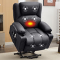 JONPONY Power Lift Recliner Chair Recliners for Elderly with Heat and Massage Recliner Chair for Living Room with Infinite Position and Side Pocket,USB Charge Port,Black
