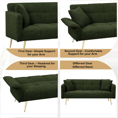 Futon Sofa Bed,Convertible Double Sofa Bed with Folding Armrests for Living Rooms and Small Spaces,Beige