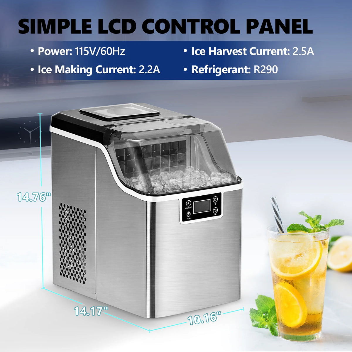 Simzlife Crescent Ice Makers Countertop, 35.9Lbs/24H, 16Pcs in 12Mins, Auto Deep Cleaning, Timer, Portable Crescent Ice Maker Countertop with Crystal-Clear Ice Cubes for Home/Office/Party