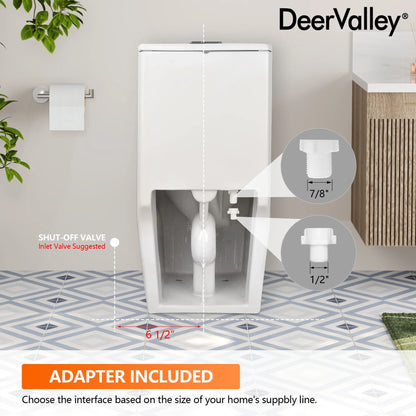 DeerValley One Piece Modern Toilet, Elongated Dual Flush Standard White Toilet With Comfort ADA Seat Height(Seat Included) DV-1F52102Pro