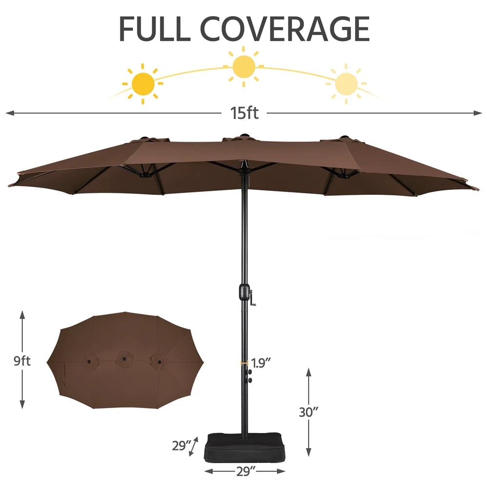 Topeakmart 13ft Patio Parasol Canopy with Crank, Tan