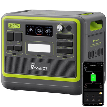 FOSSiBOT Portable Power Station FOSSiBOT 2400 2048Wh LiFePO4 Battery Solar Generator,2400W AC Output for Outdoor Camping,Home Backup,Emergency,RV