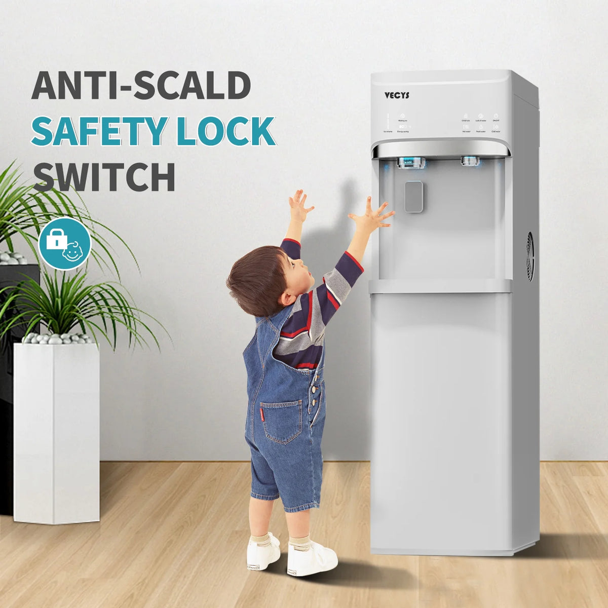VECYS 5 gal Water Dispenser with Ice Maker, Self-clean & Child Lock