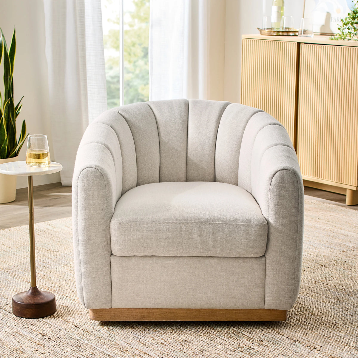 Better Homes & Gardens Lillian Accent Swivel Chair, Cream Linen