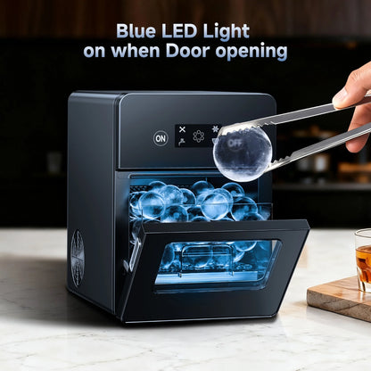 Simzlife Sphere Ice Maker,10 pcs/Hour, 150 pcs/Day,Clear Ice Ball Maker with Enhanced Insulation, with LCD Touch Screen, Self-Cleaning, Quiet Home and Bar Ice for Whiskey Bourbon Parties