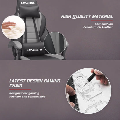Waleaf Gaming Chair with Lumbar Massage, Ergonomic Gamer Gear Gaming Chair with Footrest