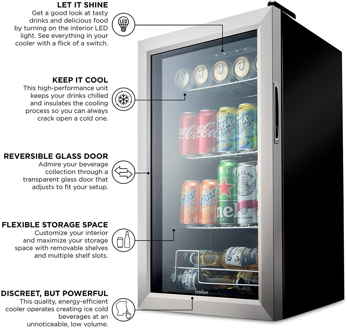 Ivation 101-Bottle Wine Cellar, Freestanding Mini Fridge - Stainless Steel