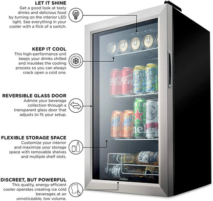 Ivation 101-Bottle Wine Cellar, Freestanding Mini Fridge - Stainless Steel