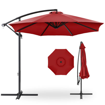 Best Choice Products 10ft Offset Hanging Outdoor Market Patio Umbrella w/ Easy Tilt Adjustment - Tan
