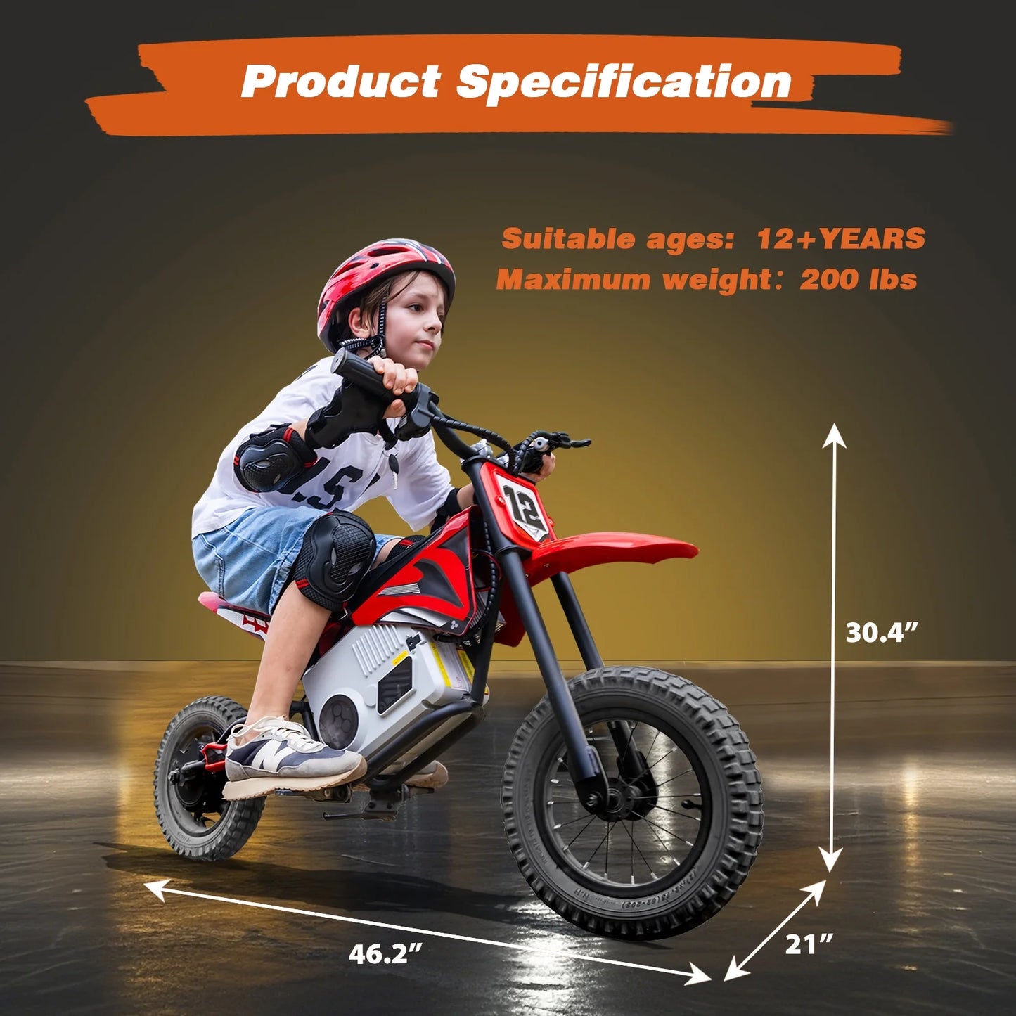 Kerry Yoo C11 36V Electric Dirt Bike for Kids 8-14, 350W Ride on Motorcycle, Electric Motorbike Teens,16 mph, High/Low Speeds-Red