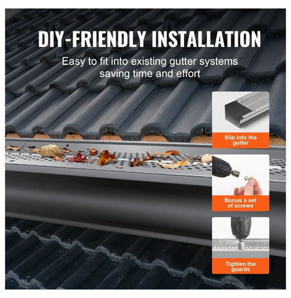 Gutter Guard 5 Inch - Aluminum Leaf Filter, 208ft DIY Gutter Cover - Fits All Roofs