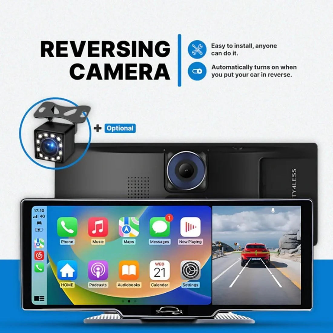 Car Tablet Pro Max 2025 Model, 10.26" HD Touch Carplay & Android Auto Screen, 4K Dash Cam Dual Camera with Voice Control, Mirror Link, Bluetooth, GPS Navigation, 1080p Backup Camera 64/128G