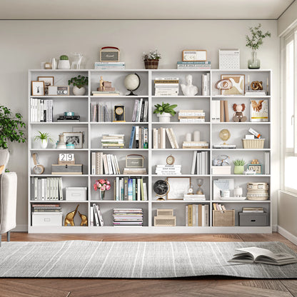 Homfa 74.3�� Double Wide 6-Tier Bookcase, Extra Large Wooden Freestanding Display Bookshelf for Home Office Living Room, White