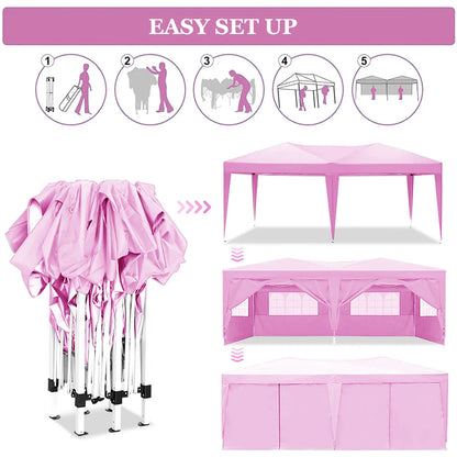 10'x20' Pop Up Canopy Tent with 6 Removable Sidewalls & Portable Rolling Bag �?Waterproof UPF 50+ Shade for Parties, Beach, Weddings & Camping