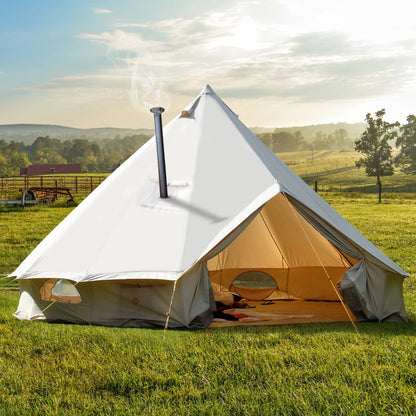 Dextrus Camping Tent with Stove Jacks & Windows for Outdoor Family Party, Camping, Picnic, Barbecue
