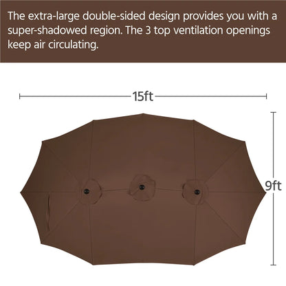Topeakmart 13ft Patio Parasol Canopy with Crank, Tan
