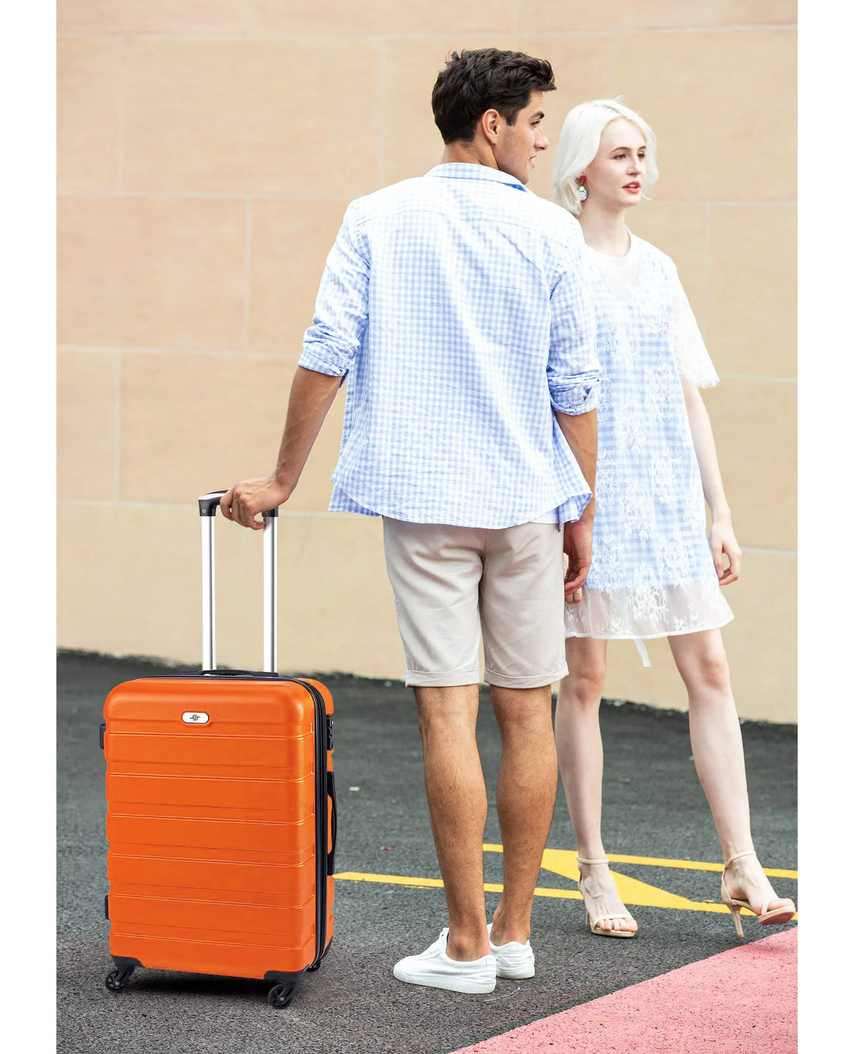 3 Piece Luggage Sets Hard Shell Suitcase Set with Spinner Wheels for Travel Trips Business 20" 24" 28", Rose Gold