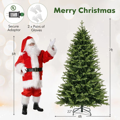 Costway 5 FT Pre-Lit Christmas Tree Hinged with 250 Multi-color Lights & 844 Branch Tips