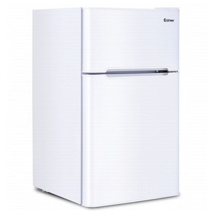 Costway Refrigerator Small Freezer Cooler Fridge Compact 3.2 cu ft. Unit, Grey