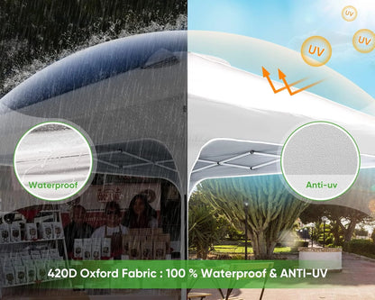 Quictent 10x10 Pop up Canopy TentPortable Instant Shelter with Vent, Ez up Canopy with Reflective Top and Fluorescent Rope