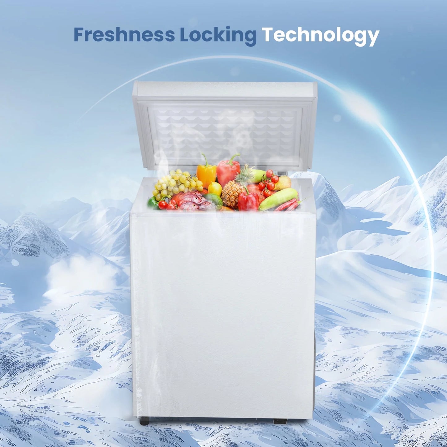 KNDKO 2.8cu.ft Chest Freezer, Freestanding Top Open Door Compact Freezer with Removable Basket, Adjustable 7 Thermostat and Bottom Defrost Water Drain for Apartment/Home, White