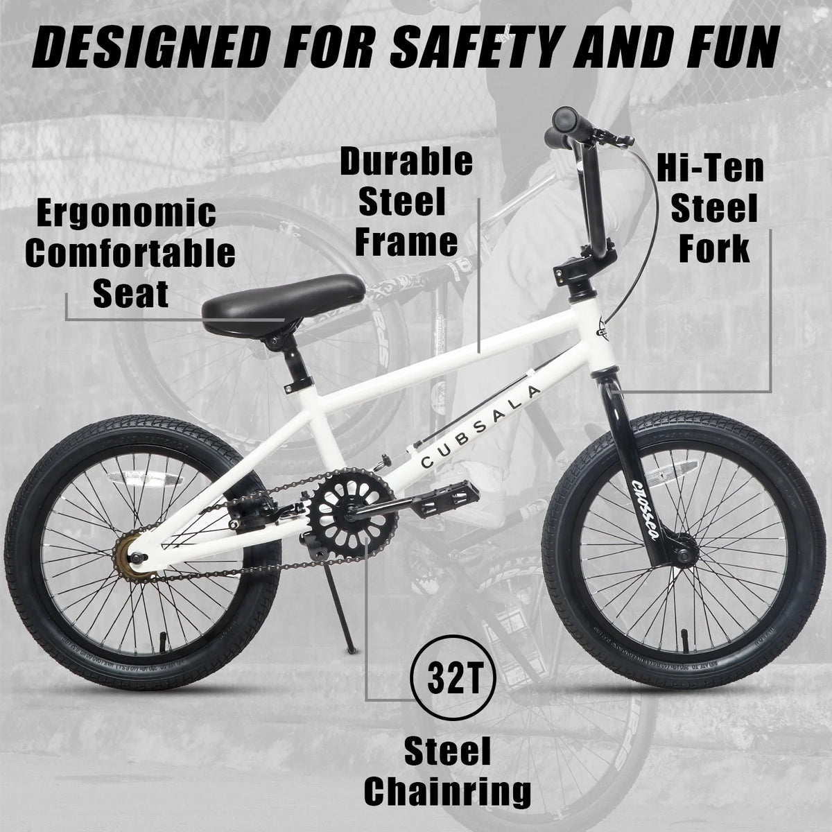 cubsala 20 in Freestyle BMX Kids Bike for Age 6-14 Years Old Boys Girls , Black & Green