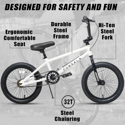 cubsala 20 in Freestyle BMX Kids Bike for Age 6-14 Years Old Boys Girls , Black & Green