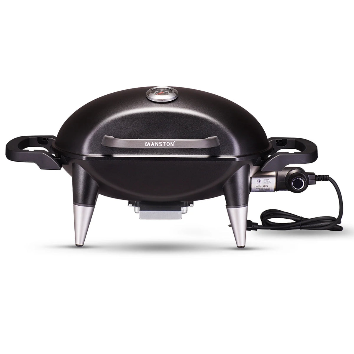 VANSTON Indoor/Outdoor Electric Grill, 1500W Electric Barbecue Grill & Smoker, Black with Built-In Thermometer