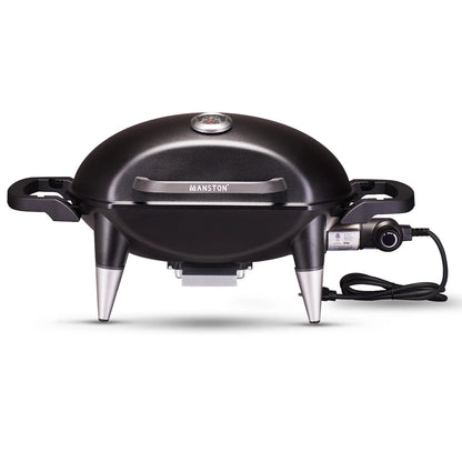 VANSTON Indoor/Outdoor Electric Grill, 1500W Electric Barbecue Grill & Smoker, Black with Built-In Thermometer