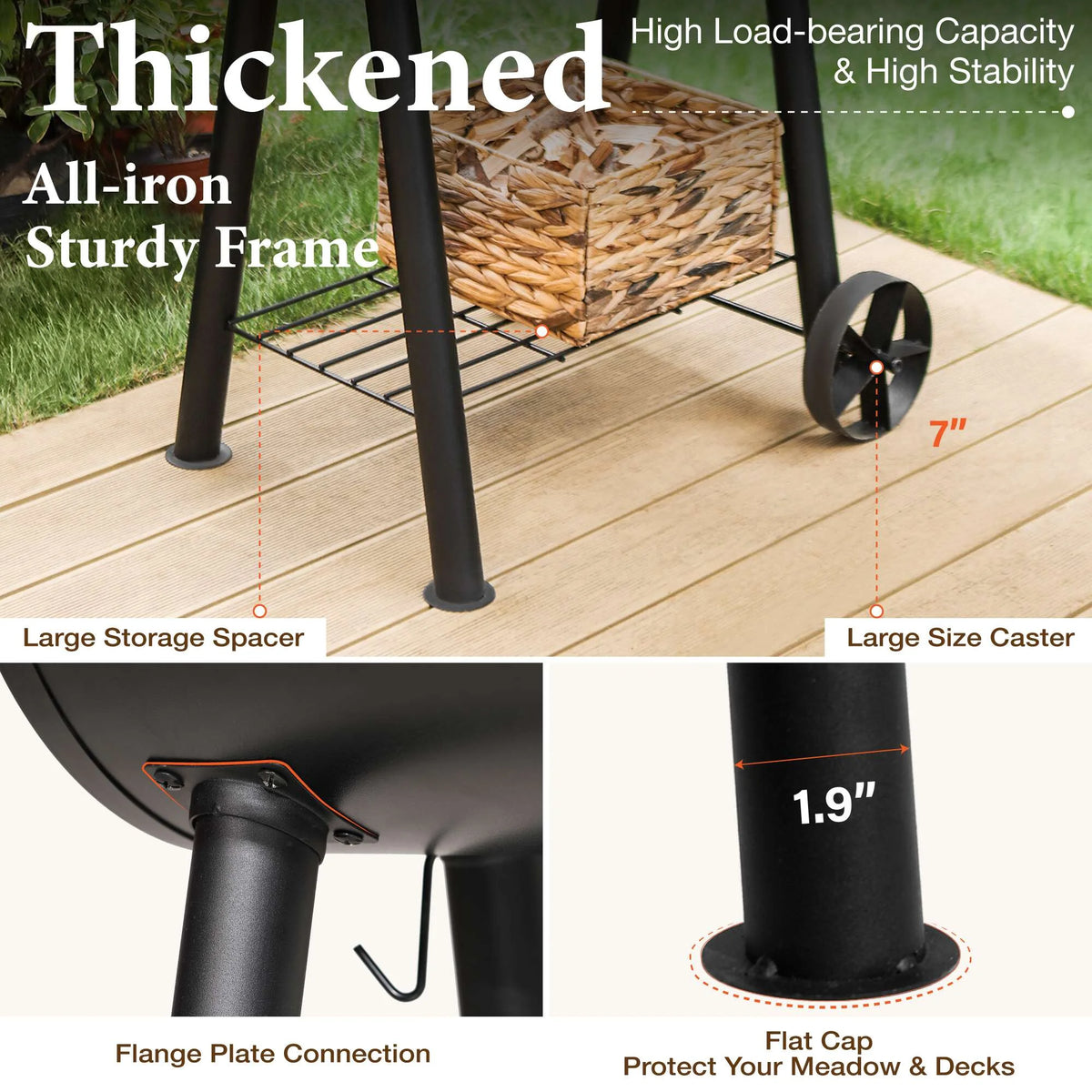 Summit Living Charcoal Grill with Offset Smoker 941 sq.in. Extra Large BBQ Grill Black