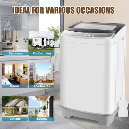 Veeboto 17.8lb Full Automatic Washing Machine, Compact Washing Machine with Drain Pump, Power Motor 20-Mins Quick Wash, LED Display, Washer and Dryer Combo Low Noise for Apartment Dorm Household
