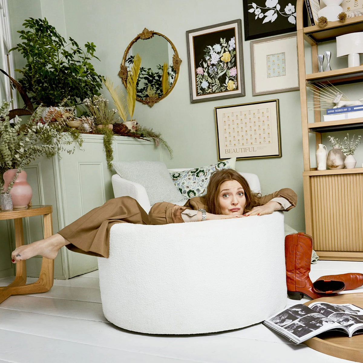 Beautiful Drew Stowaway Coffee Table with Storage by Drew Barrymore, Cream