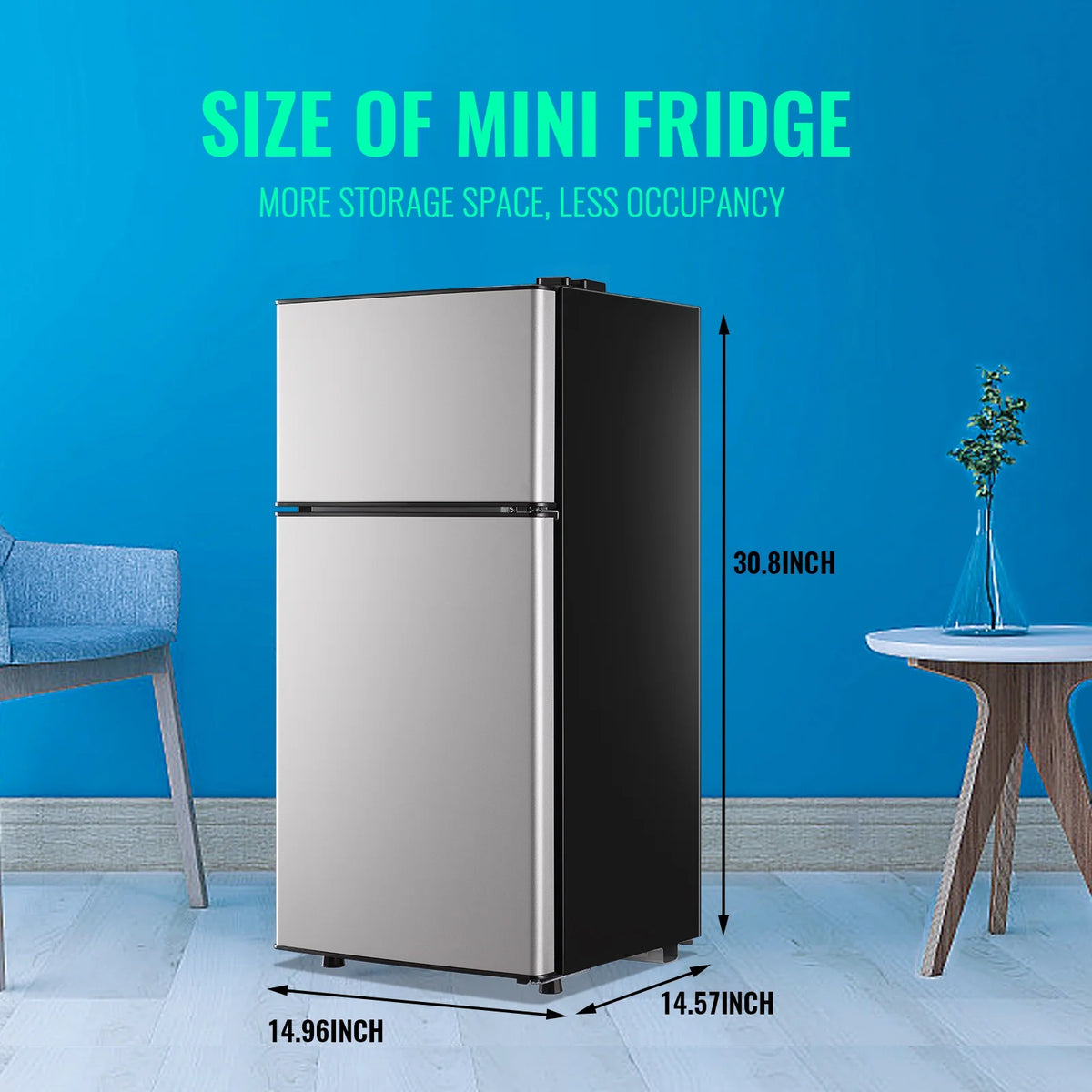 Tacool 2.4 Cu.ft Mini Fridge with Freezer, Small Refrigerator Apartment Size Fridge Black, NEW