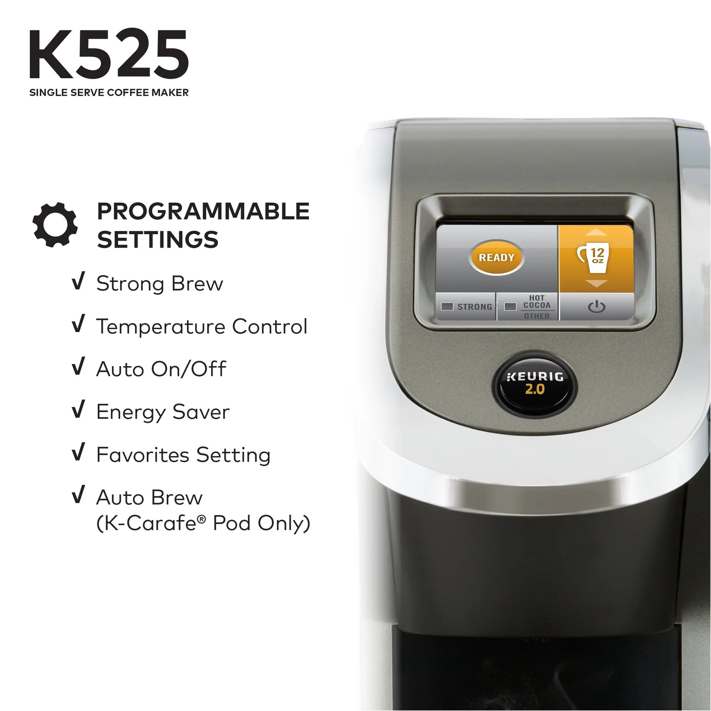Keurig K525 Single Serve Coffee Brewer, Slate