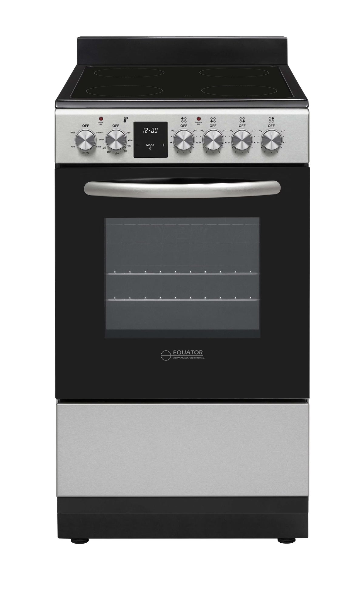 Equator 20" Electric Cooking Range 4 Ceramic Burner CONVECTION OVEN+AIR FRYER SS