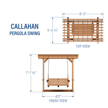 Backyard Discovery Callahan 8x5' Cedar Wood Outdoor Patio Pergola Swing, Trellis, 2-Seater