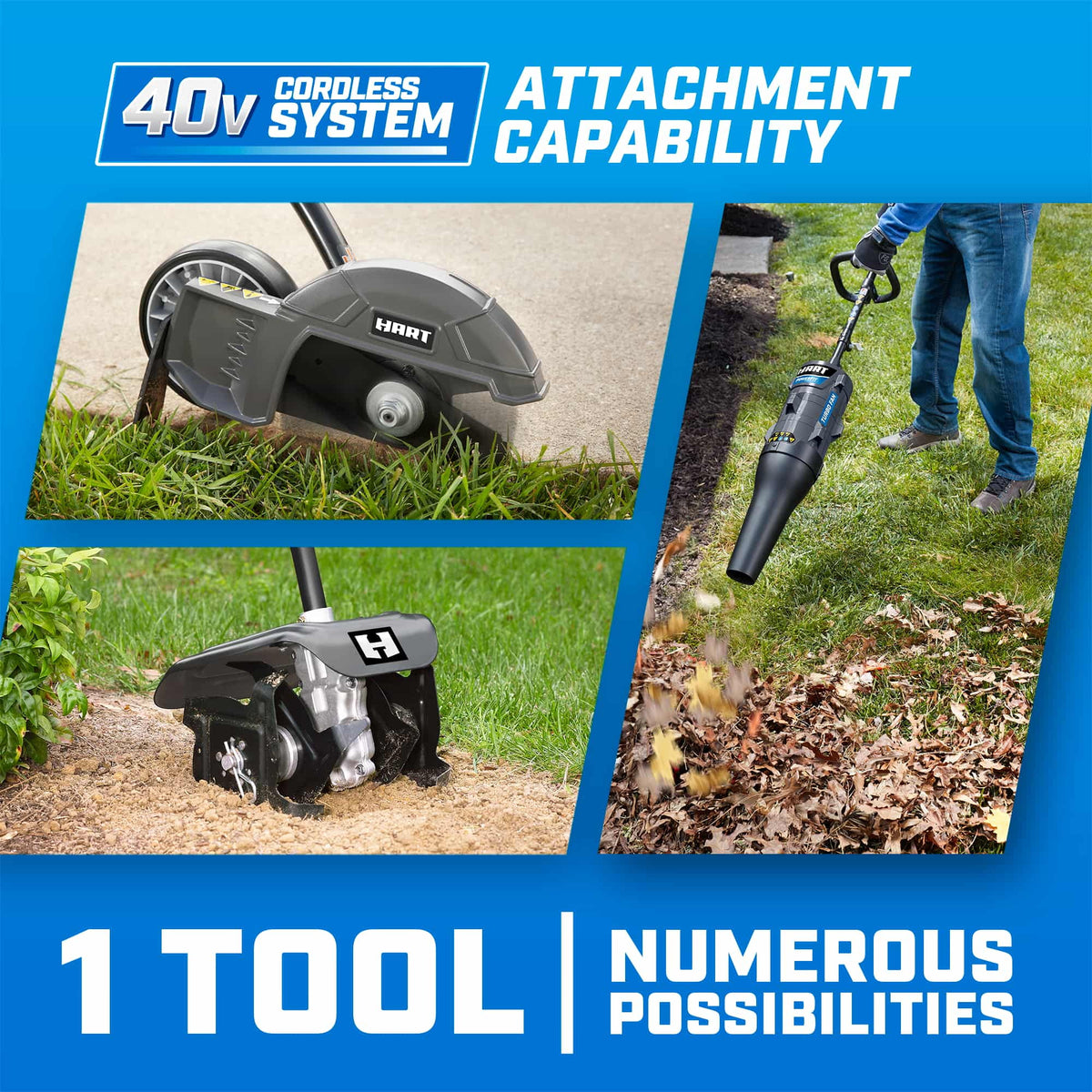 HART 40-Volt Cordless Attachment Capable 15-inch String Trimmer Kit, (1) 4.0Ah Lithium-Ion Battery