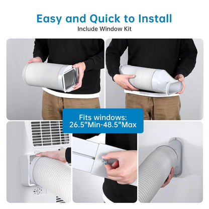 TROPOW 15,000 BTU Portable Air Conditioners, Cools up to 800 Sq.ft, Portable AC Built-in Cool with Dehumidifier and Fan Modes, Remote Control and Installation Kits, < 50dB, White