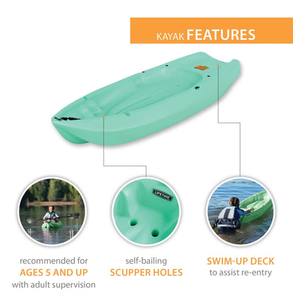 Lifetime Wave 6 ft Youth Kayak, Seafoam Green (91237)